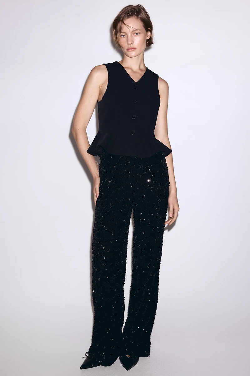 V-Neck Vest with Peplum