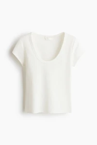 Ribbed Scoop-Neck T-Shirt