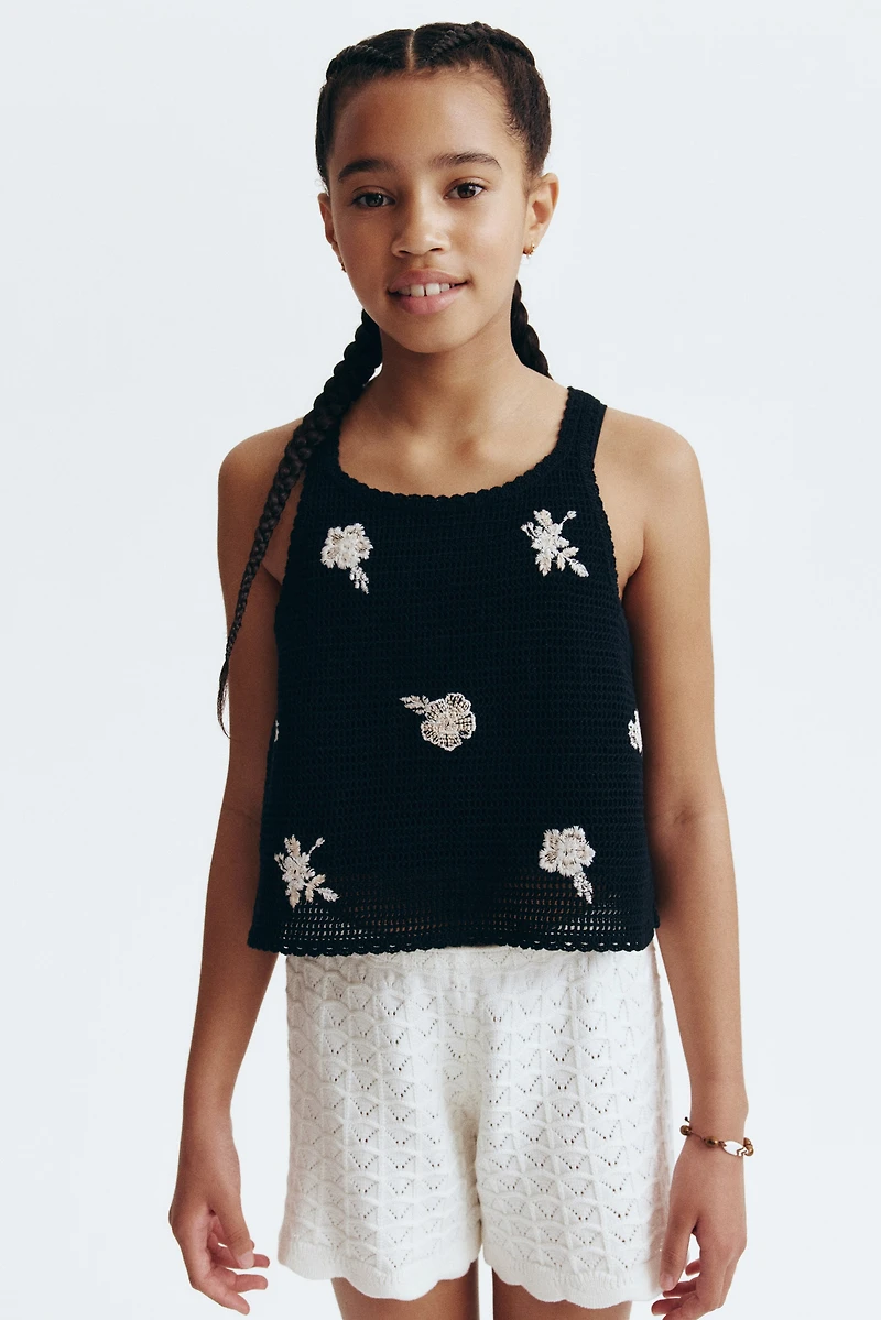 Débardeur d'aspect crochet avec broderies