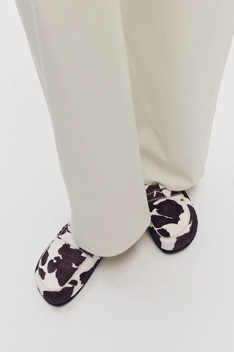 Mules mocassins en cuir