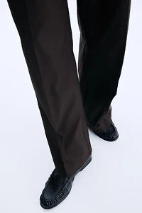 Wide-Leg Twill Pants