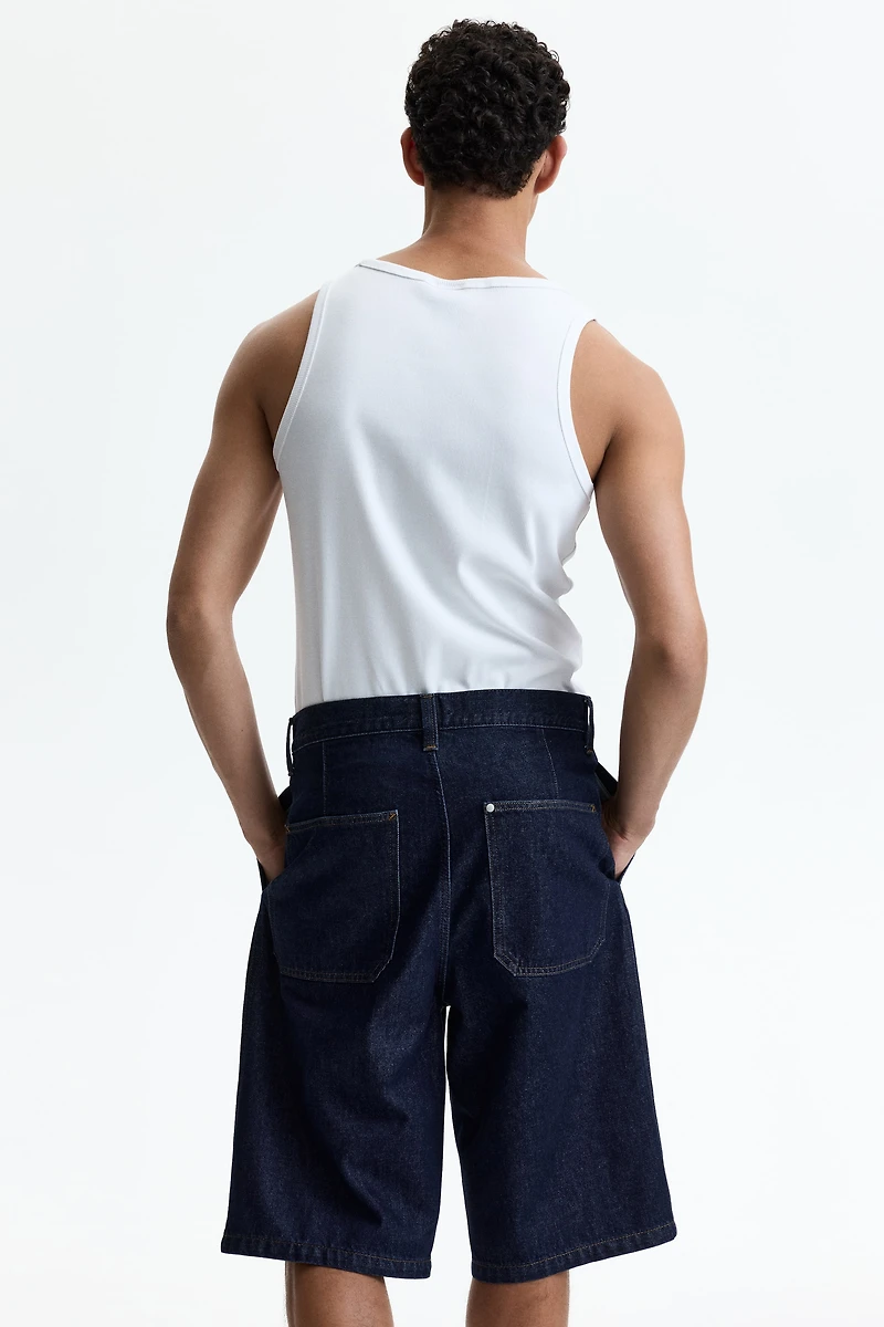 Baggy Pleated Denim Shorts