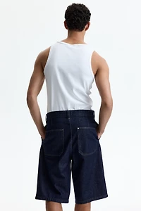 Baggy Pleated Denim Shorts