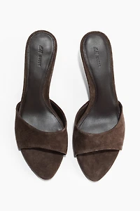 Kitten-Heeled Suede Mules