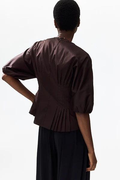 Tapered-Waist Cotton Blouse