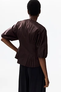 Tapered-Waist Cotton Blouse