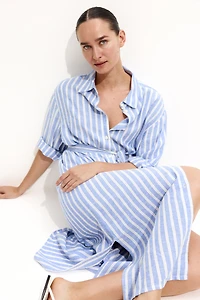 MAMA Linen-Blend Shirt Dress