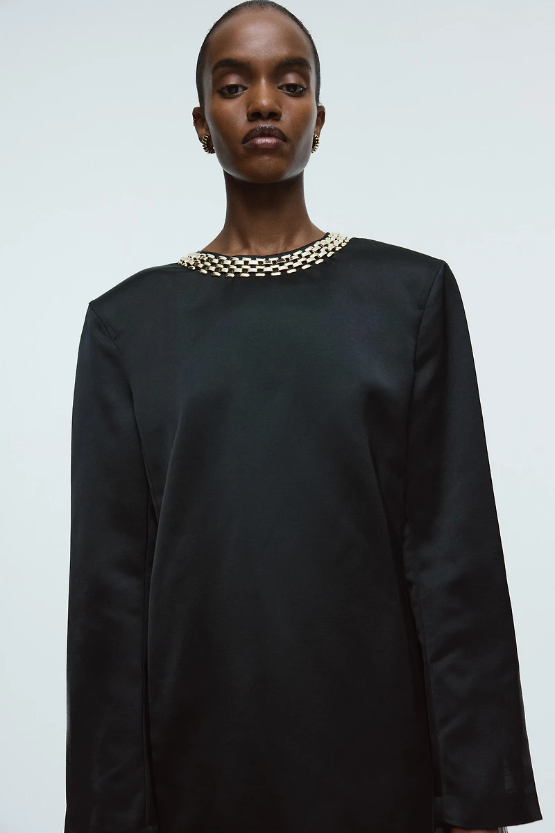 Chain-Detail Shift Dress