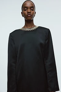 Chain-Detail Shift Dress