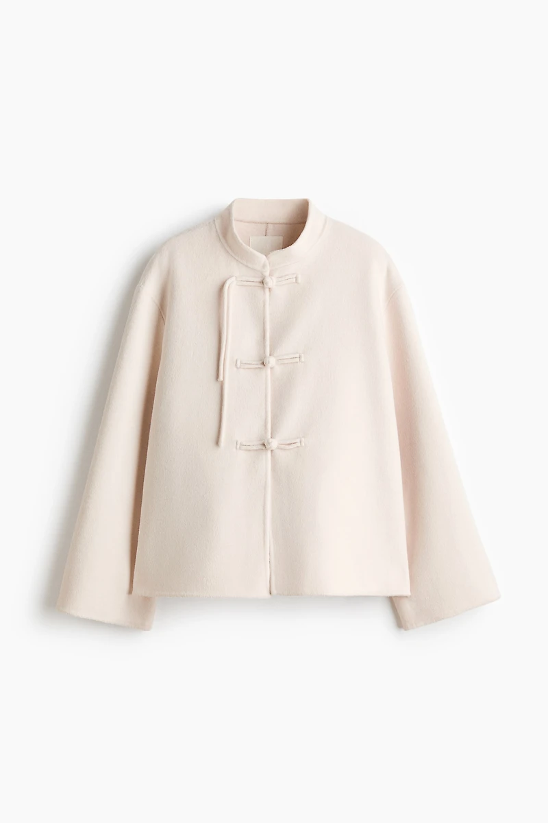 Wool-Blend Tie-Detail Jacket
