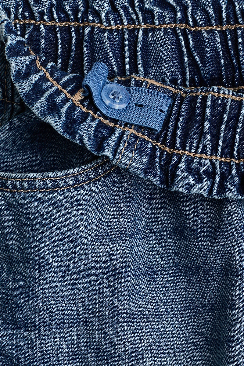 Short taille froncée en denim