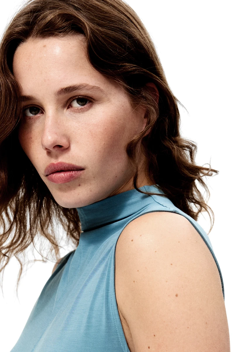 Modal-Blend Mock Turtleneck Top