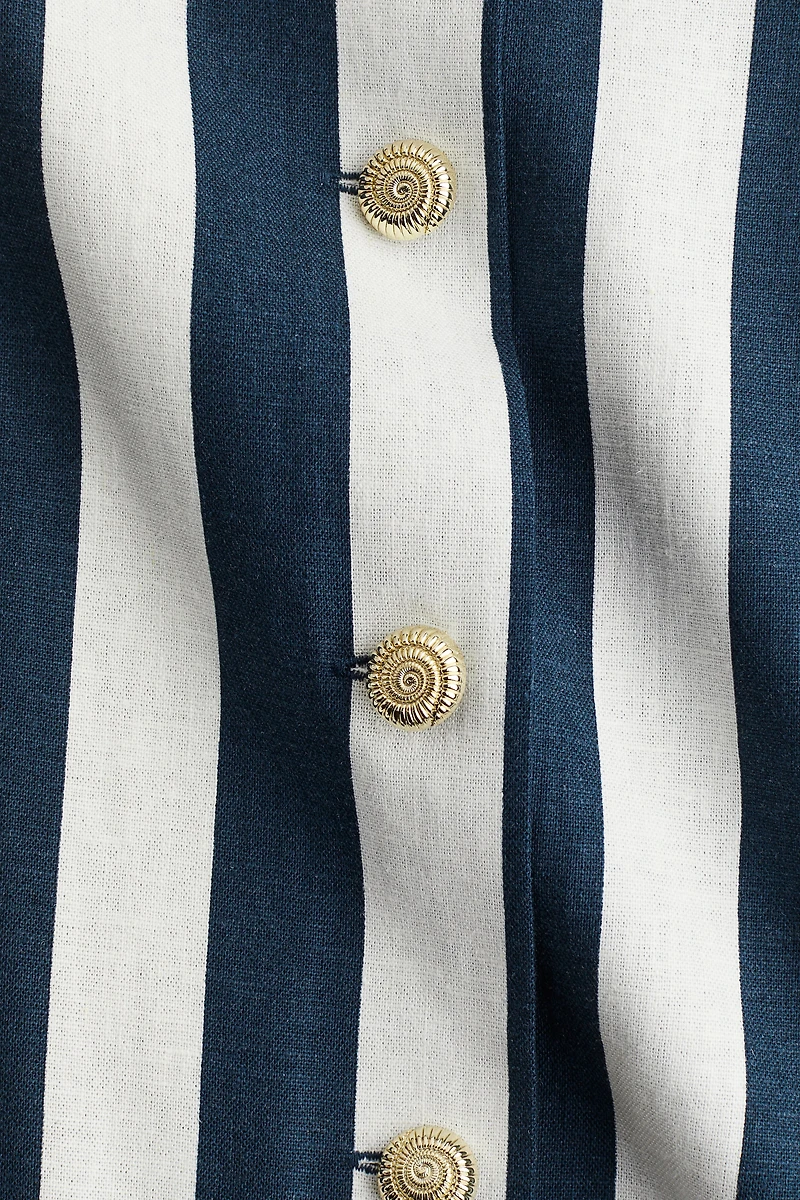 Linen-Blend Midi Dress