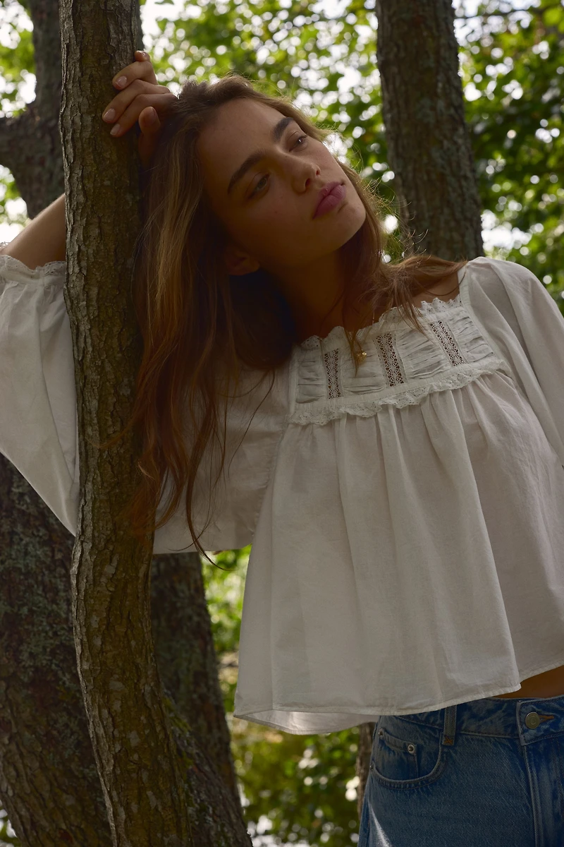 Blouse en coton avec dentelle