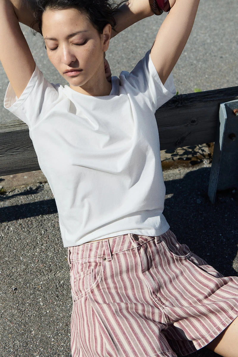 Cotton denim shorts