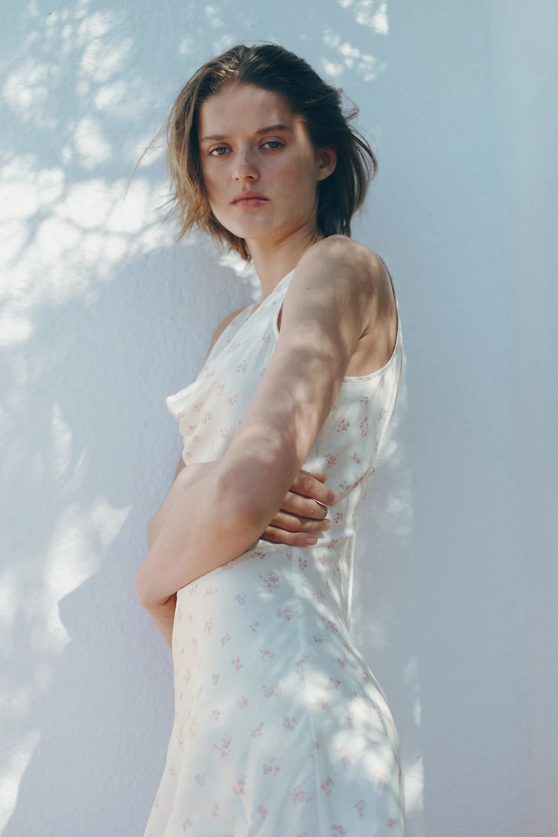 Cowl-Neck Satin Dress