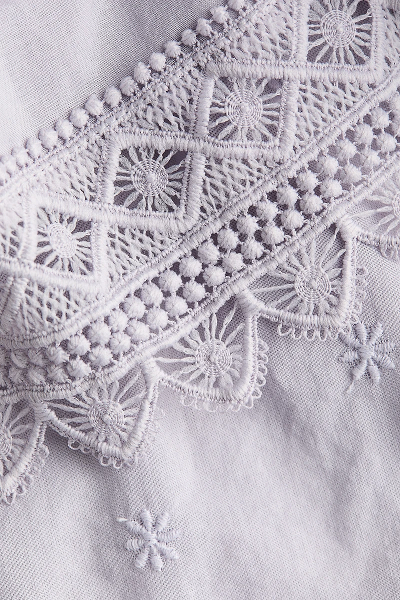Lace-Trimmed Cotton Dress