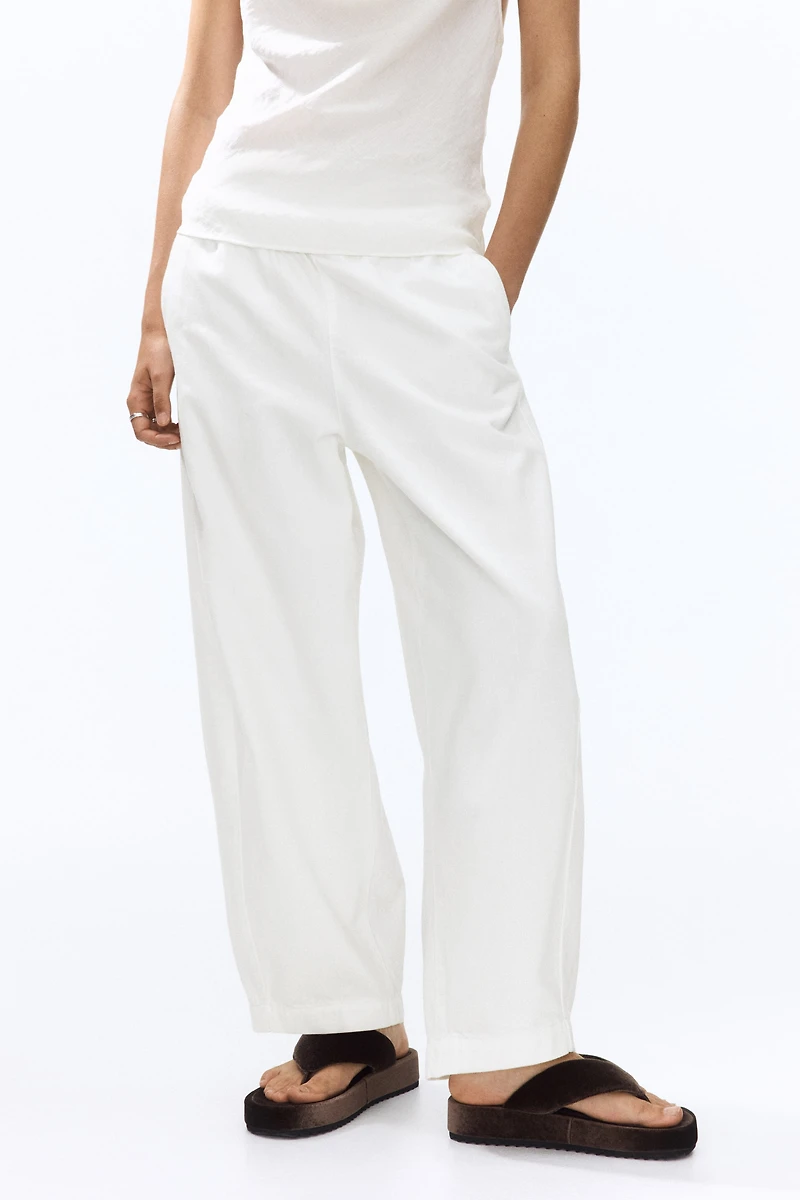 Denim Barrel-Leg Pants