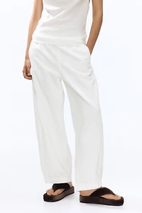 Denim Barrel-Leg Pants