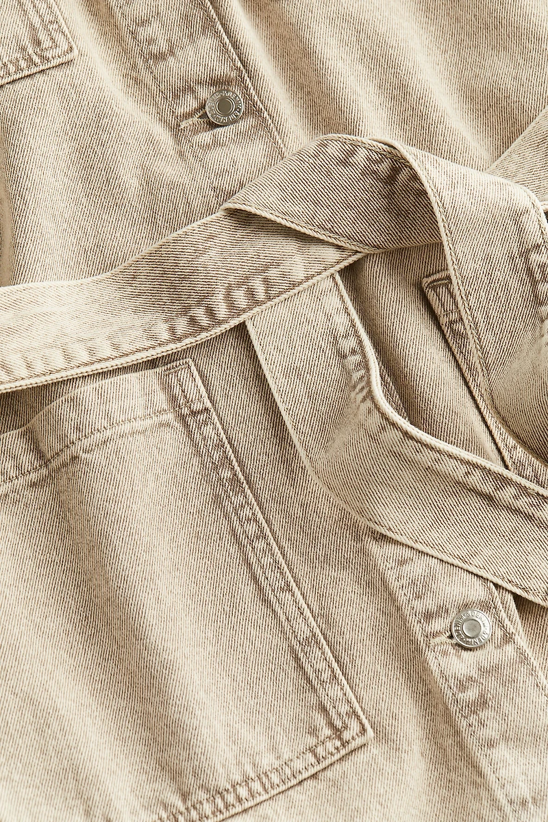Tie-Belt Denim Jacket
