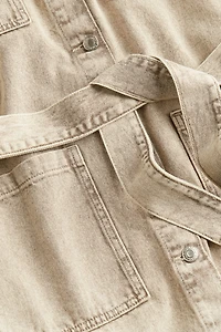 Tie-Belt Denim Jacket