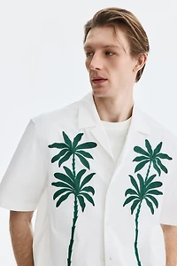 Relaxed-Fit Embroidered-Motif Resort Shirt