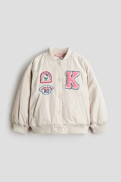 Padded Patch-Detail Baseball Jacket