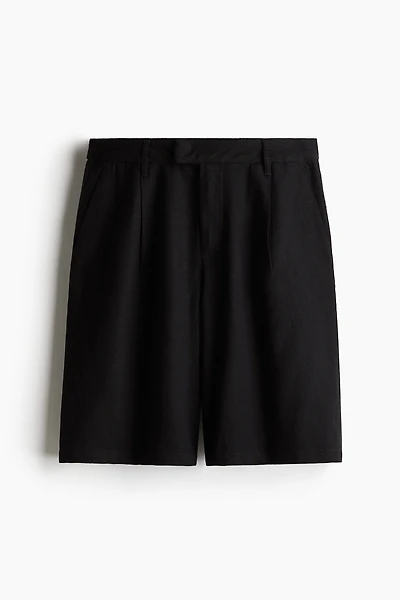 Knee-Length Linen-Blend Shorts