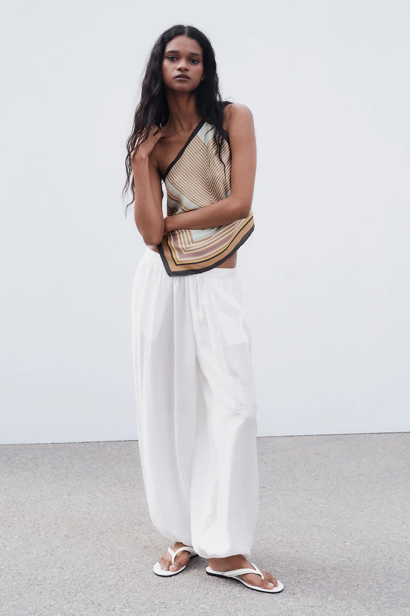 Scarf-Look One-Shoulder Top