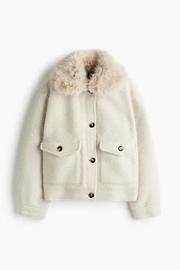 Twill Jacket with Fluffy Collar