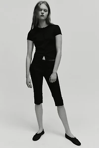 Ribbed Button-Front Top
