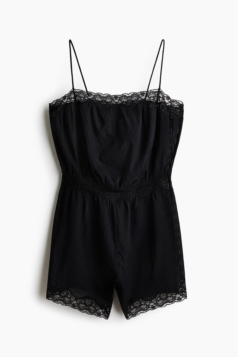 Lace-Trimmed Pajama Romper