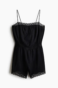 Lace-Trimmed Pajama Romper