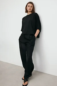 Linen-Blend Balloon-Leg Pants