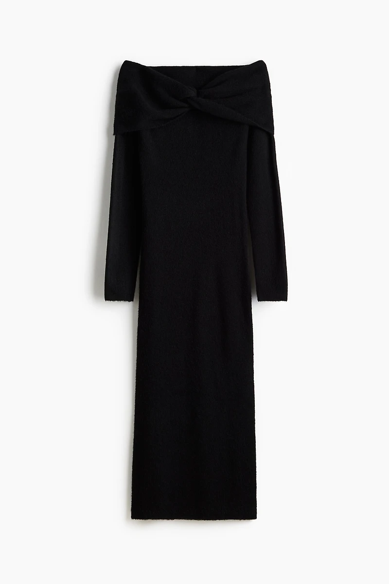 Fine-Knit Off-the-Shoulder Dress