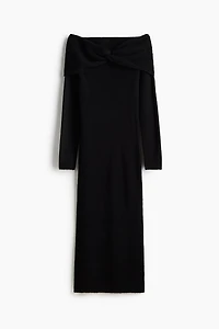 Fine-Knit Off-the-Shoulder Dress