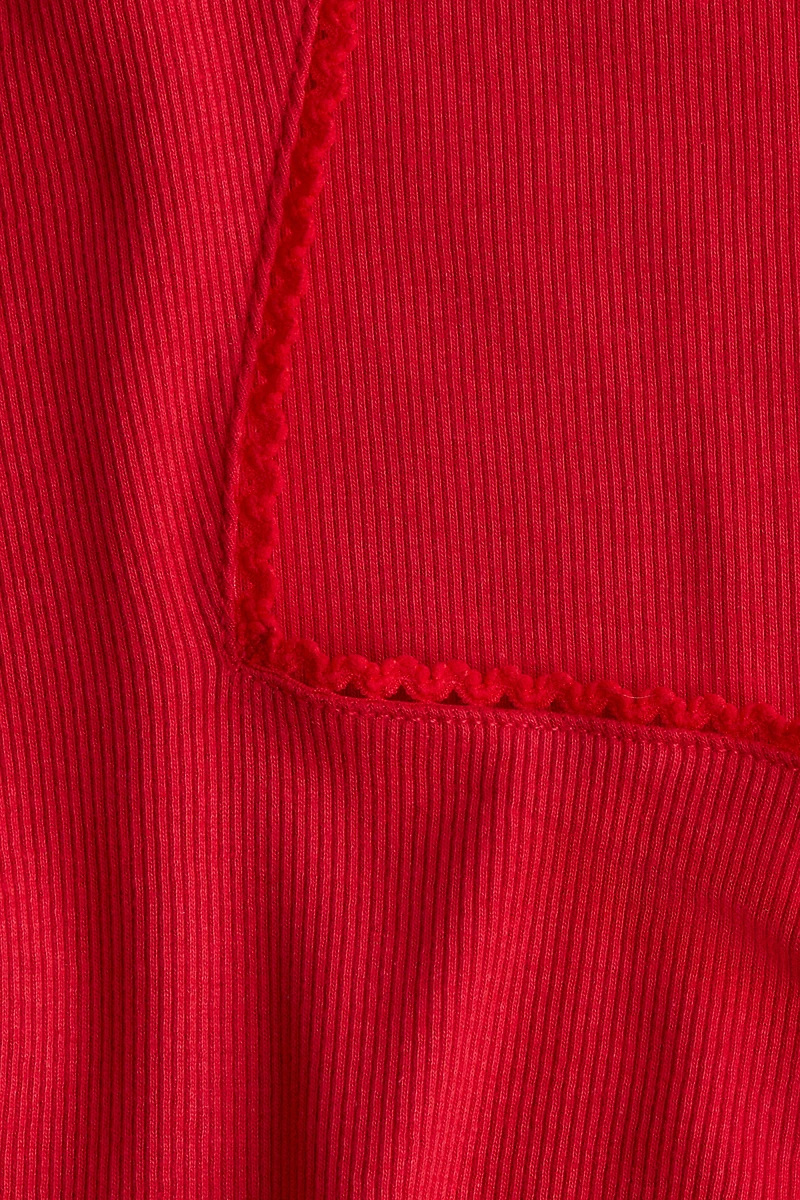 Ribbed Sweetheart-Neck Top