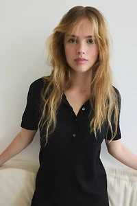 Rib-Knit Dress with Collar