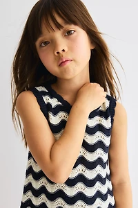 Appliquéd Open-Knit Dress