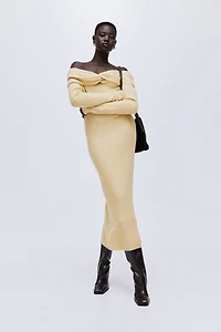 Fine-Knit Off-the-Shoulder Dress