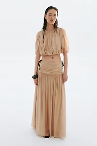 Gathered Crêpe Skirt