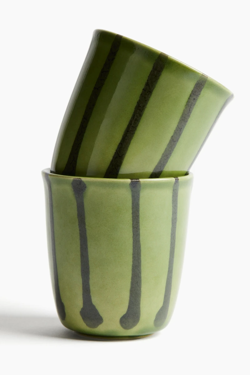 Lot de 2 tasses en grès cérame à effet de coulures