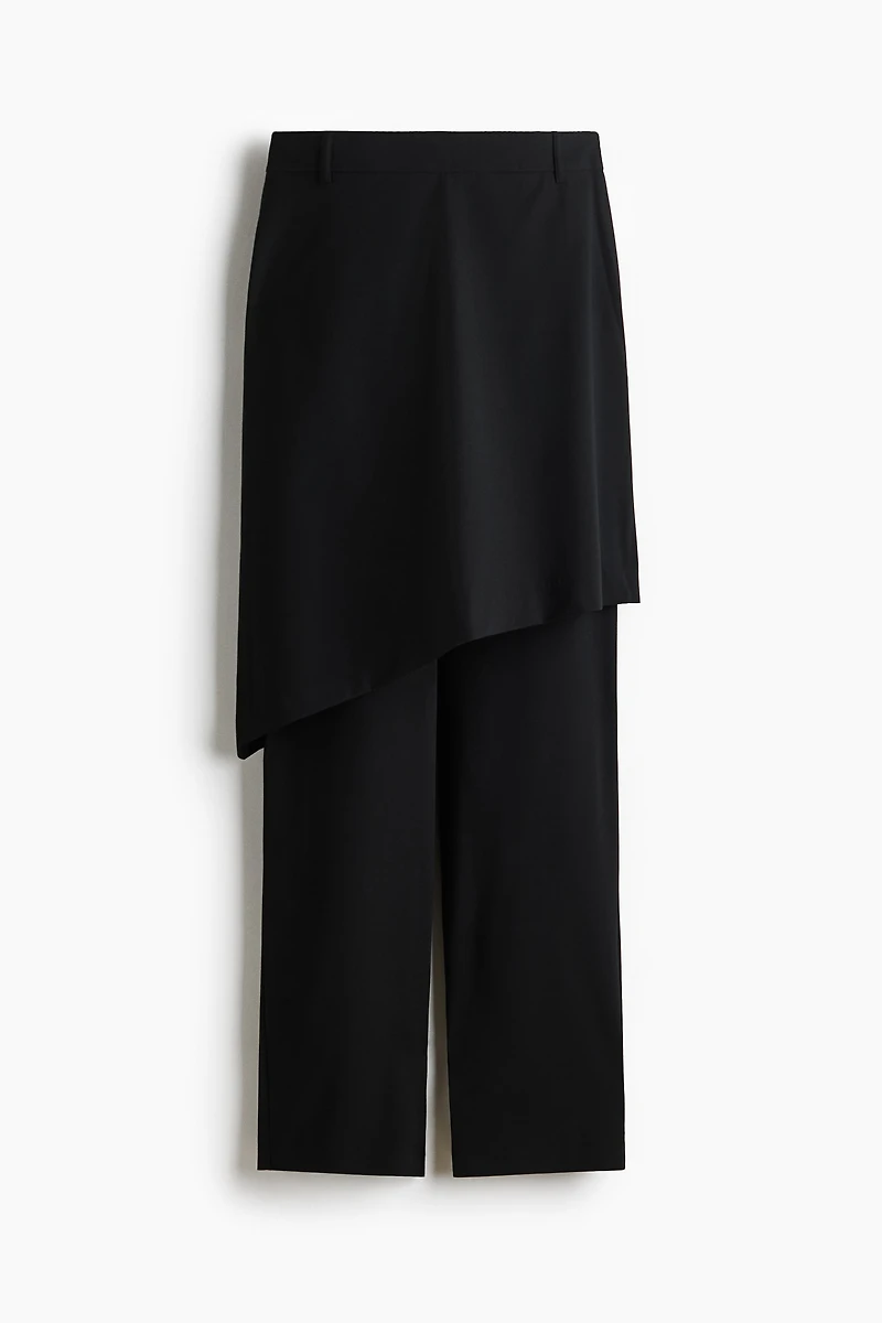 Straight Pants with Layered Skirt