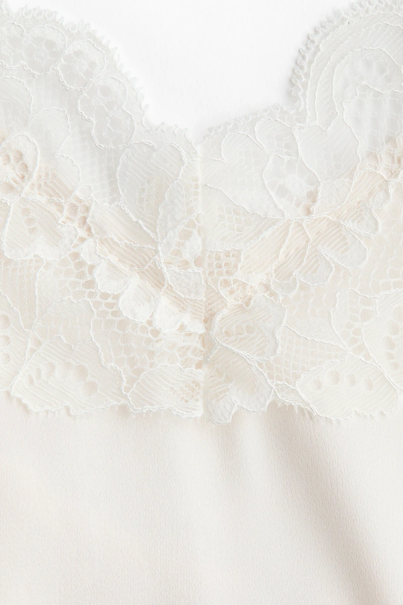 Lace-Trimmed Satin Dress