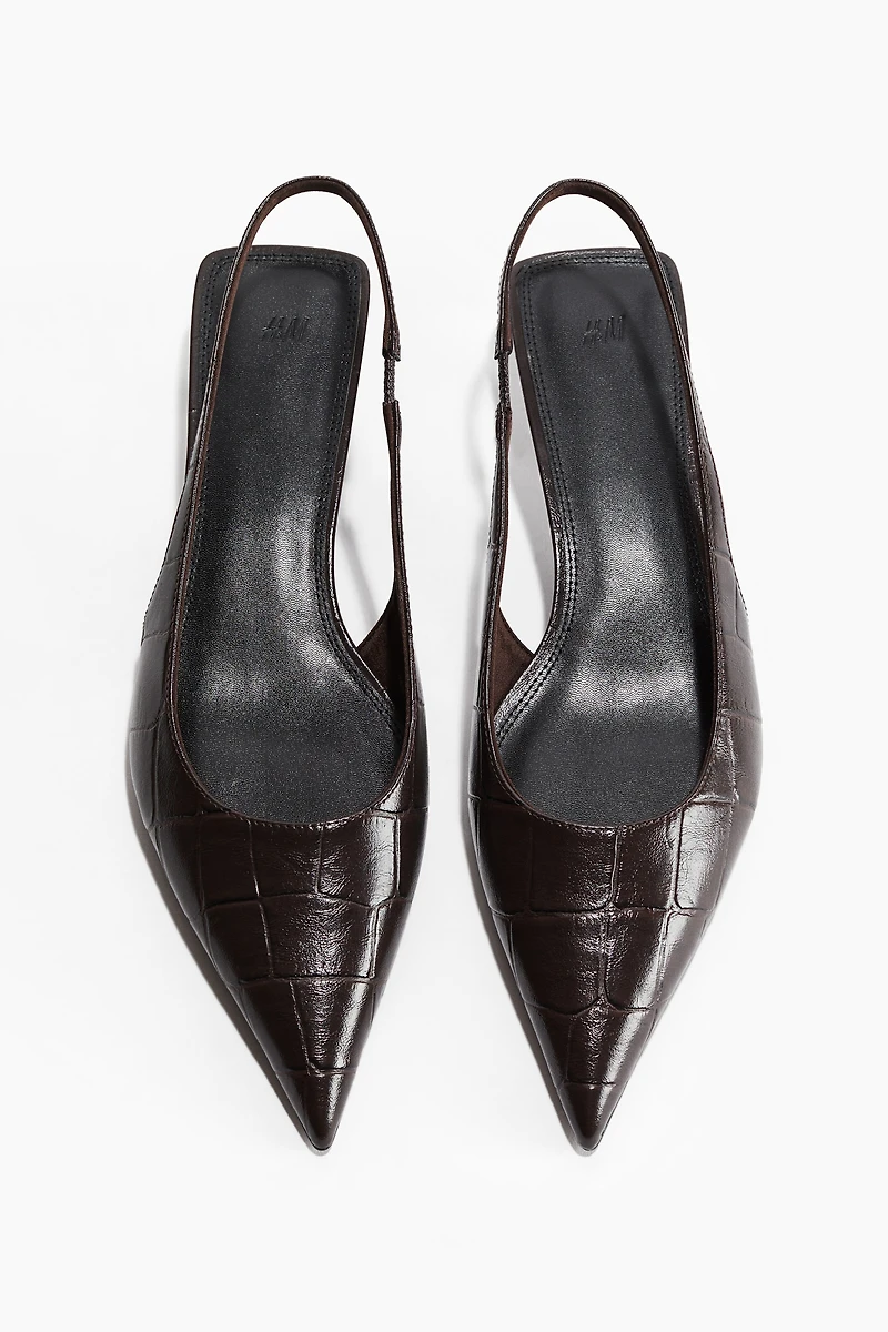Kitten-Heeled Pointed Slingbacks