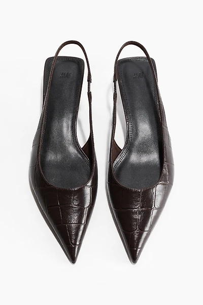 Kitten-Heeled Pointed Slingbacks