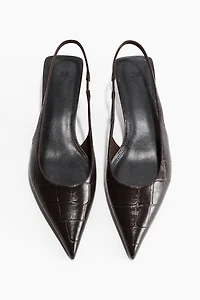 Kitten-Heeled Pointed Slingbacks