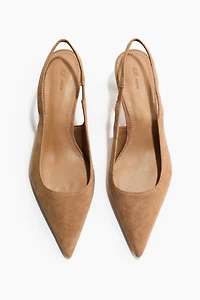 Pointed Suede Slingbacks