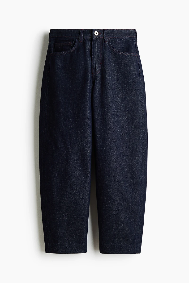 Barrel Leg Low Waist Ankle Jeans