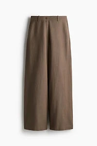 Wide-Leg Linen-Blend Pants